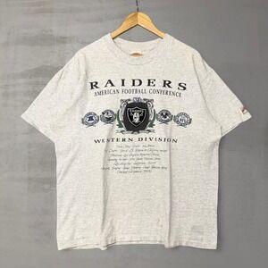 Vintage Nutmeg Oakland Raiders NFL Football 90s Grey Embroidered Shirt XL